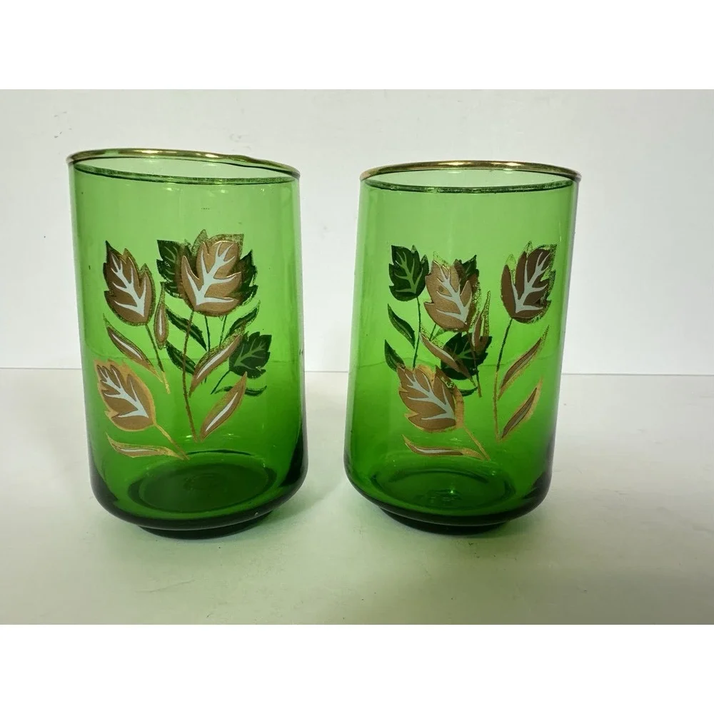 Emerald Green Glasses Juice 3 5/8